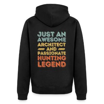 Architekt Jagen retro - Unisex Premium Bio Zip Hoodie - Schwarz - Hinten - Nico (187cm)