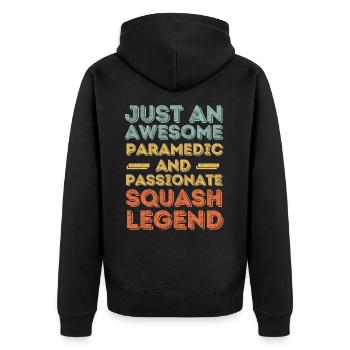 Paramedic Squash retro - Unisex Premium Organic Zip Hoodie - black - Back - Nico (187cm)