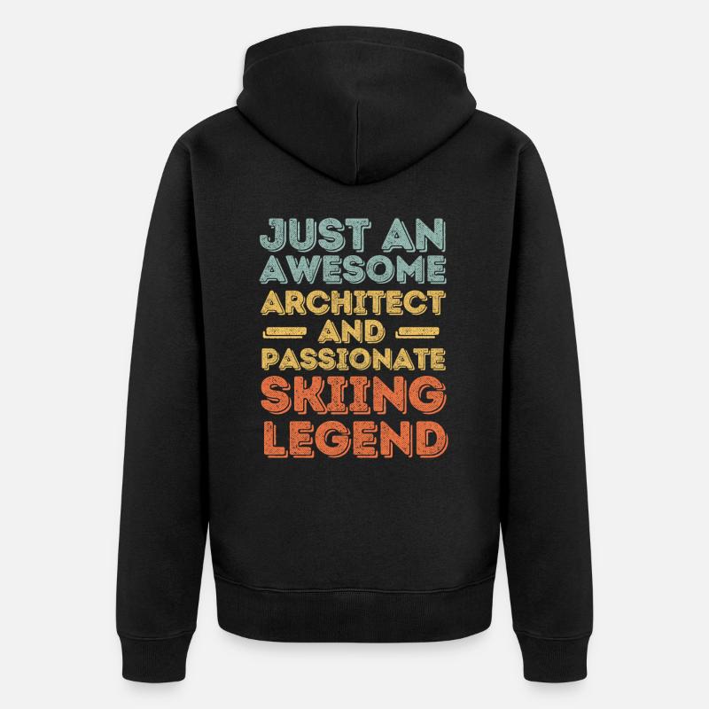 Architecte ski rétro - Veste à capuche bio Premium Unisexe - noir