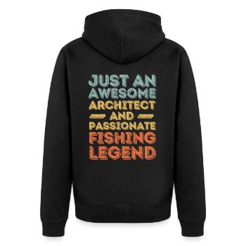 Architekt Angeln retro - Unisex Premium Bio Zip Hoodie - Schwarz - Hinten - Nico (187cm)