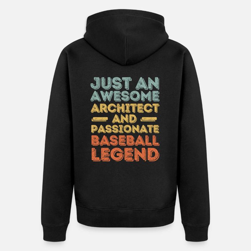 Architecte Baseball rétro - Veste à capuche bio Premium Unisexe - noir