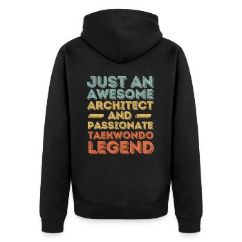 Architekt Taekwondo retro - Unisex Premium Bio Zip Hoodie - Schwarz - Hinten - Nico (187cm)