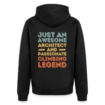Architekt Klettern retro - Unisex Premium Bio Zip Hoodie - Schwarz - Hinten - Nico (187cm)