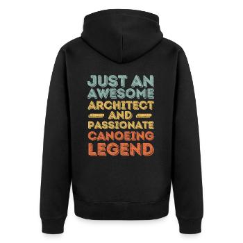 Architekt Kanu retro - Unisex Premium Bio Zip Hoodie - Schwarz - Hinten - Nico (187cm)