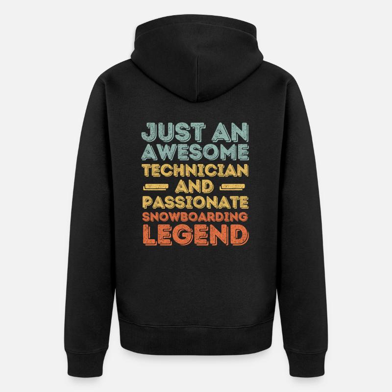 Techniker Snowboard retro - Unisex Premium Bio Zip Hoodie - Schwarz