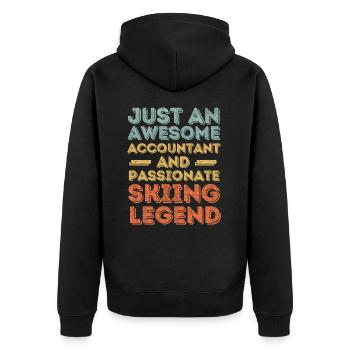 Buchhalter Ski retro - Unisex Premium Bio Zip Hoodie - Schwarz - Hinten - Nico (187cm)