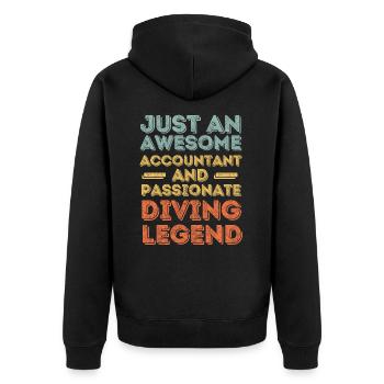 Buchhalter Tauchen retro - Unisex Premium Bio Zip Hoodie - Schwarz - Hinten - Nico (187cm)