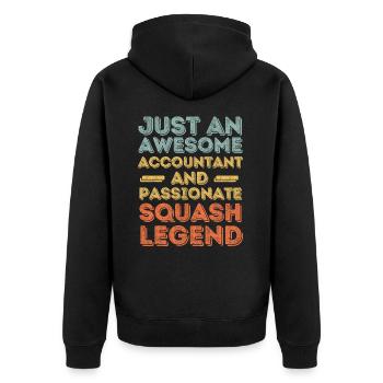 Accountant Squash retro - Unisex Premium Organic Zip Hoodie - black - Back - Nico (187cm)