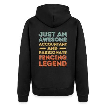 Buchhalter Fechten retro - Unisex Premium Bio Zip Hoodie - Schwarz - Hinten - Nico (187cm)