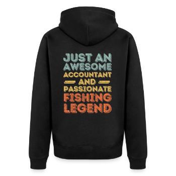 Buchhalter Angeln retro - Unisex Premium Bio Zip Hoodie - Schwarz - Hinten - Nico (187cm)