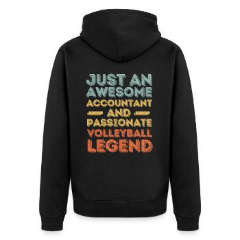 Buchhalter Volleyball retro - Unisex Premium Bio Zip Hoodie - Schwarz - Hinten - Nico (187cm)