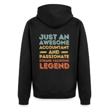 Buchhalter Strandsegeln retro - Unisex Premium Bio Zip Hoodie - Schwarz - Hinten - Nico (187cm)