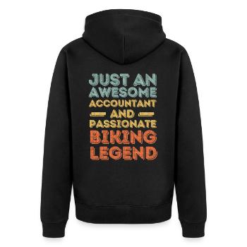 Buchhalter Radfahren retro - Unisex Premium Bio Zip Hoodie - Schwarz - Hinten - Nico (187cm)