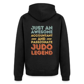 Accountant Judo retro - Unisex Premium Organic Zip Hoodie - black - Back - Nico (187cm)