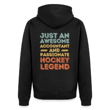 Buchhalter Hockey retro - Unisex Premium Bio Zip Hoodie - Schwarz - Hinten - Nico (187cm)