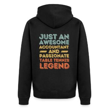 Buchhalter Tischtennis retro - Unisex Premium Bio Zip Hoodie - Schwarz - Hinten - Nico (187cm)