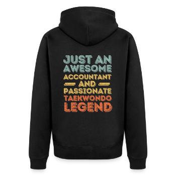 Buchhalter Taekwondo retro - Unisex Premium Bio Zip Hoodie - Schwarz - Hinten - Nico (187cm)