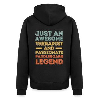 Therapeut Paddleboard retro - Unisex Premium Bio Zip Hoodie - Schwarz - Hinten - Nico (187cm)