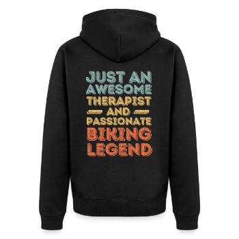 Therapeut Radfahren retro - Unisex Premium Bio Zip Hoodie - Schwarz - Hinten - Nico (187cm)