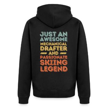 Technical draughtsman ski retro - Unisex Premium Organic Zip Hoodie - black - Back - Nico (187cm)