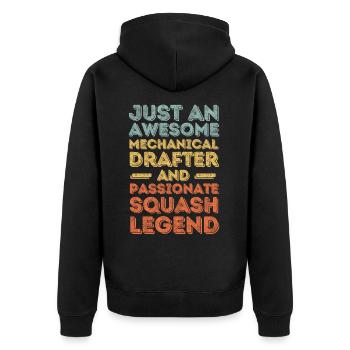 Technical draughtsman Squash retro - Unisex Premium Organic Zip Hoodie - black - Back - Nico (187cm)