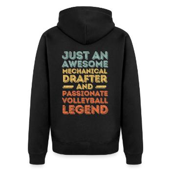 Technical draughtsman volleyball retro - Unisex Premium Organic Zip Hoodie - black - Back - Nico (187cm)