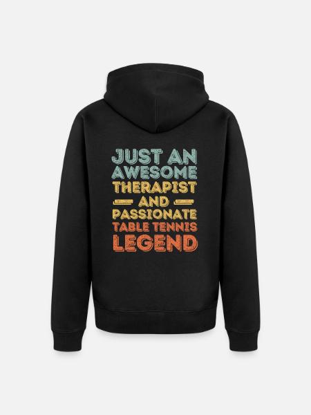 Therapist table tennis retro - Unisex Premium Organic Zip Hoodie - black