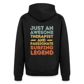 Therapist Surfing retro - Unisex Premium Organic Zip Hoodie - black - Back - Nico (187cm)