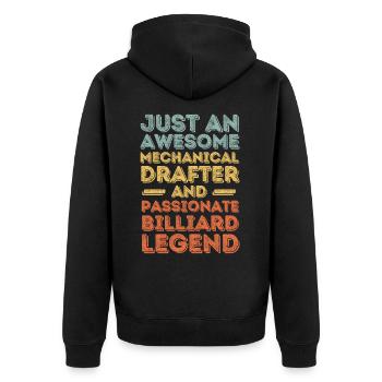 Technical draughtsman billiards retro - Unisex Premium Organic Zip Hoodie - black - Back - Nico (187cm)
