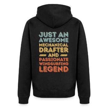 Technical draughtsman windsurfing retro - Unisex Premium Organic Zip Hoodie - black - Back - Nico (187cm)
