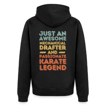 Technical Draughtsman Karate retro - Unisex Premium Organic Zip Hoodie - black - Back - Nico (187cm)