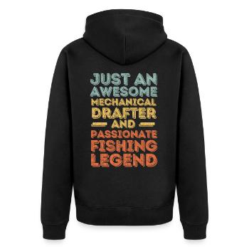 Technical draughtsman fishing retro - Unisex Premium Organic Zip Hoodie - black - Back - Nico (187cm)