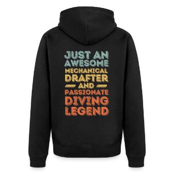 Technical draughtsman diving retro - Unisex Premium Organic Zip Hoodie - black - Back - Nico (187cm)
