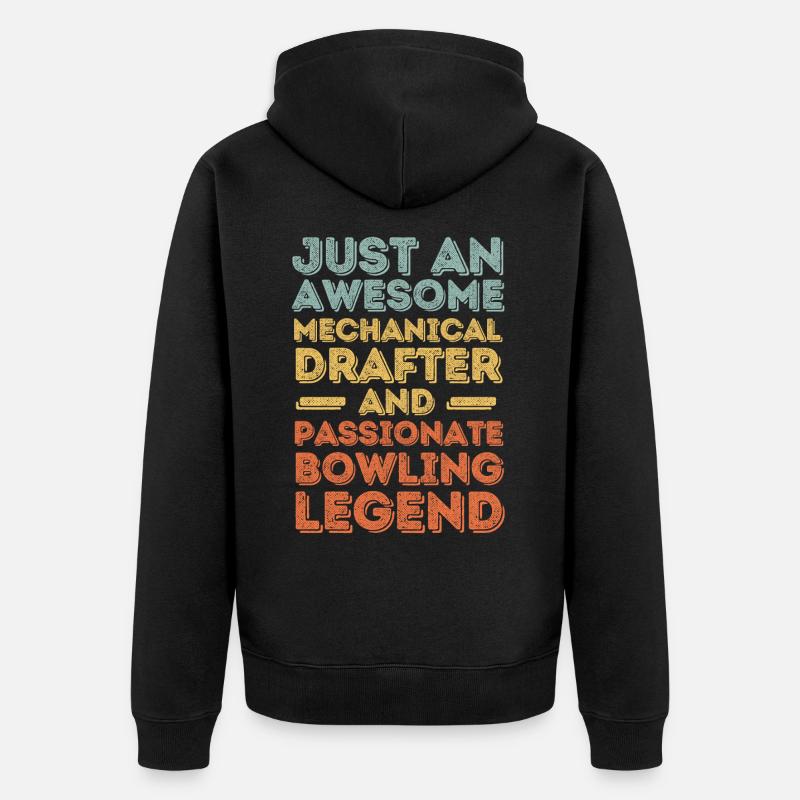 Technischer-Zeichner Bowling retro - Unisex Premium Bio Zip Hoodie - Schwarz