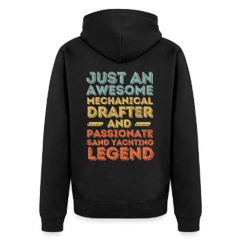 Technical draughtsman sand sailing retro - Unisex Premium Organic Zip Hoodie - black - Back - Nico (187cm)
