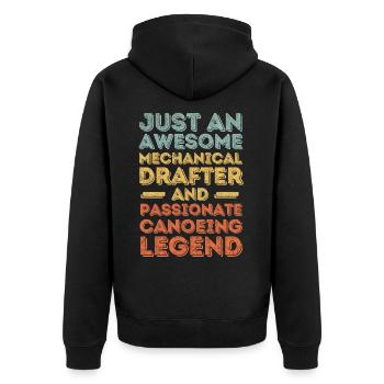 Technical draughtsman canoe retro - Unisex Premium Organic Zip Hoodie - black - Back - Nico (187cm)