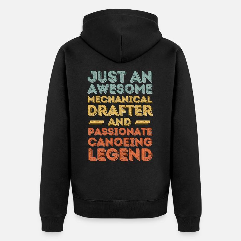 Dessinateur technique canoë rétro - Veste à capuche bio Premium Unisexe - noir