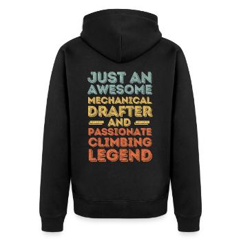 Technical draughtsman climbing retro - Unisex Premium Organic Zip Hoodie - black - Back - Nico (187cm)