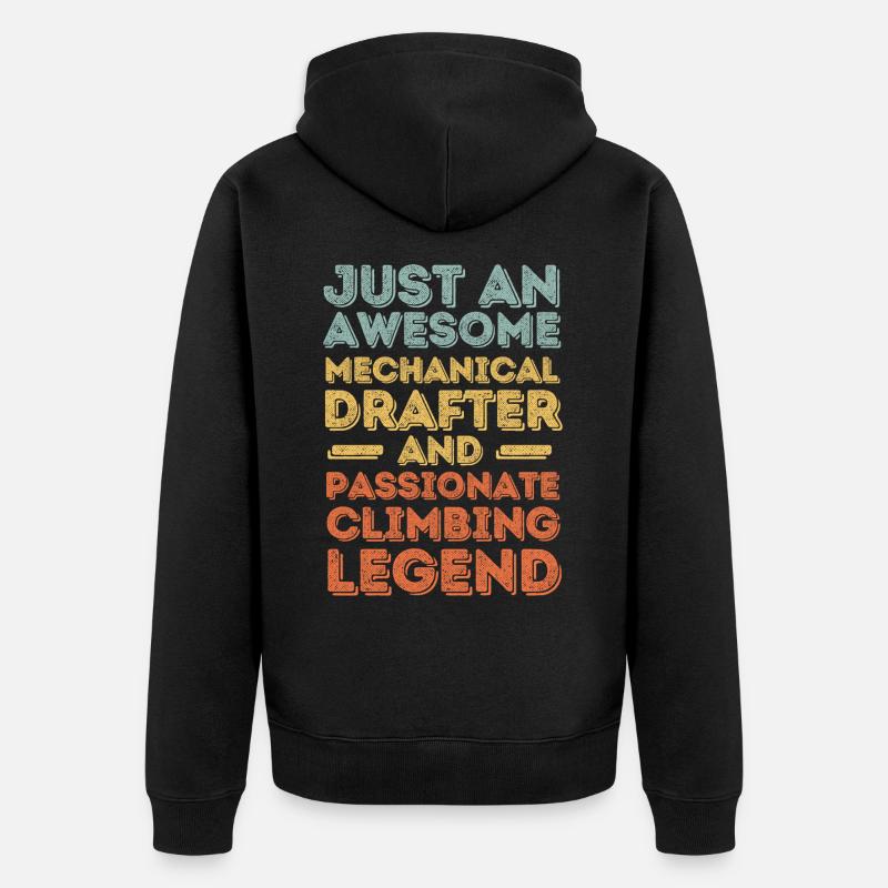 Technischer-Zeichner Klettern retro - Unisex Premium Bio Zip Hoodie - Schwarz