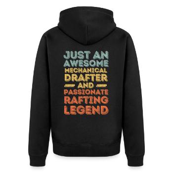 Technical draughtsman rafting retro - Unisex Premium Organic Zip Hoodie - black - Back - Nico (187cm)