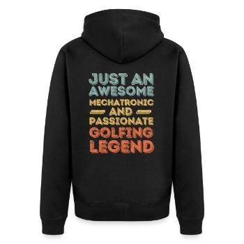 Mechatroniker Golf retro - Unisex Premium Bio Zip Hoodie - Schwarz - Hinten - Nico (187cm)