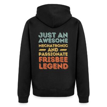 Mechatronics Engineer Frisbee retro - Unisex Premium Organic Zip Hoodie - black - Back - Nico (187cm)
