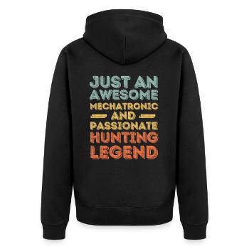 Mechatronics engineers hunt retro - Unisex Premium Organic Zip Hoodie - black - Back - Nico (187cm)