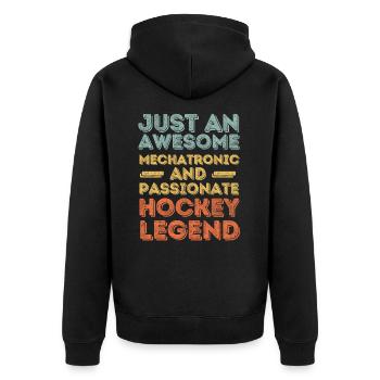 Mechatronics Engineer Hockey retro - Unisex Premium Organic Zip Hoodie - black - Back - Nico (187cm)