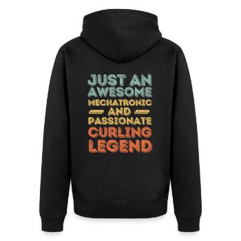 Mechatronics Curling retro - Unisex Premium Organic Zip Hoodie - black - Back - Nico (187cm)