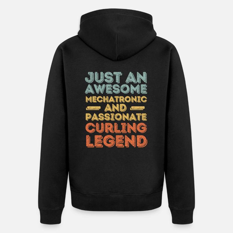 Mechatroniker Curling retro - Unisex Premium Bio Zip Hoodie - Schwarz