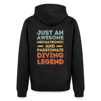 Mechatronics Diving Retro - Unisex Premium Organic Zip Hoodie - black - Back - Nico (187cm)