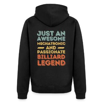 Mechatroniker Billard retro - Unisex Premium Bio Zip Hoodie - Schwarz - Hinten - Nico (187cm)