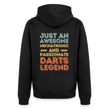 Mechatronics Darts retro - Unisex Premium Organic Zip Hoodie - black - Back - Nico (187cm)