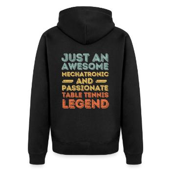 Mechatronics Technician Table Tennis retro - Unisex Premium Organic Zip Hoodie - black - Back - Nico (187cm)